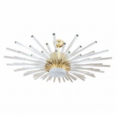 Brass ceiling fixture featuring clear glass rays 